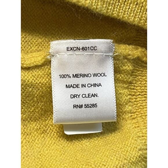 Express V-Neck 100% Merino Wool Sweater Sz XL Mens Yellow Lightweight Preppy - Picture 4 of 6